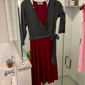 Brand new Bailey 44 dress from Anthropologie. Colors grey and garnet/deep red